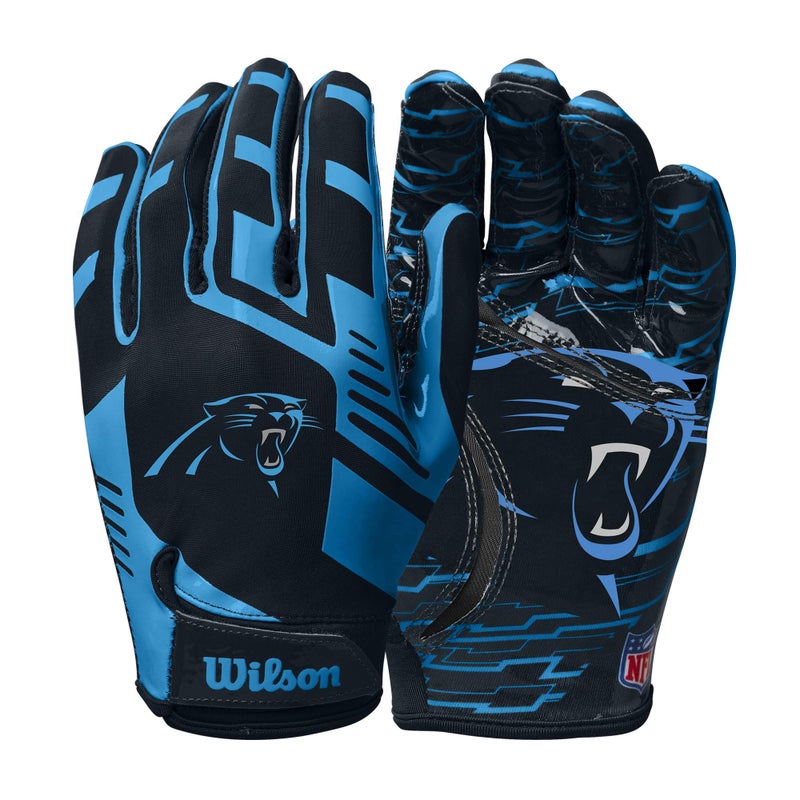 Wilson NFL Stretch Fit Football Gloves - Youth, Carolina Panthers - Image 1